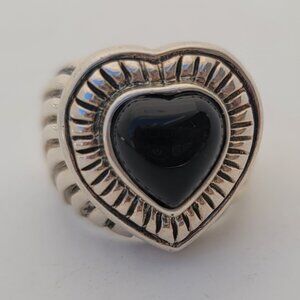Onyx & Sterling Heart Ring by Menegatti